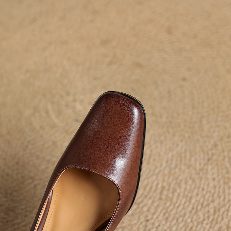Sacha Havre | Escarpins Carrés en Cuir Amélie