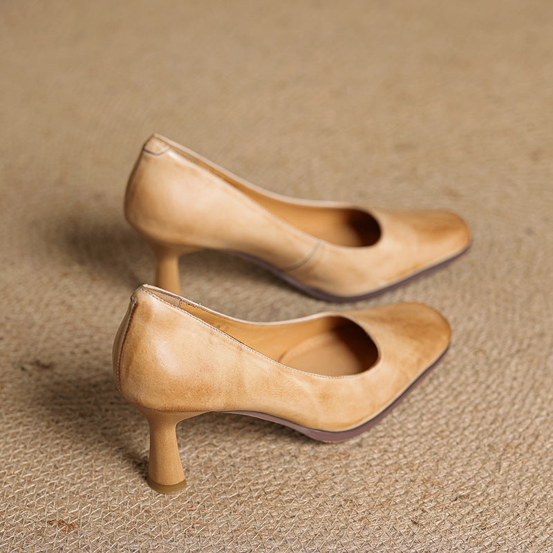 Sacha Havre | Escarpins Carrés en Cuir Amélie