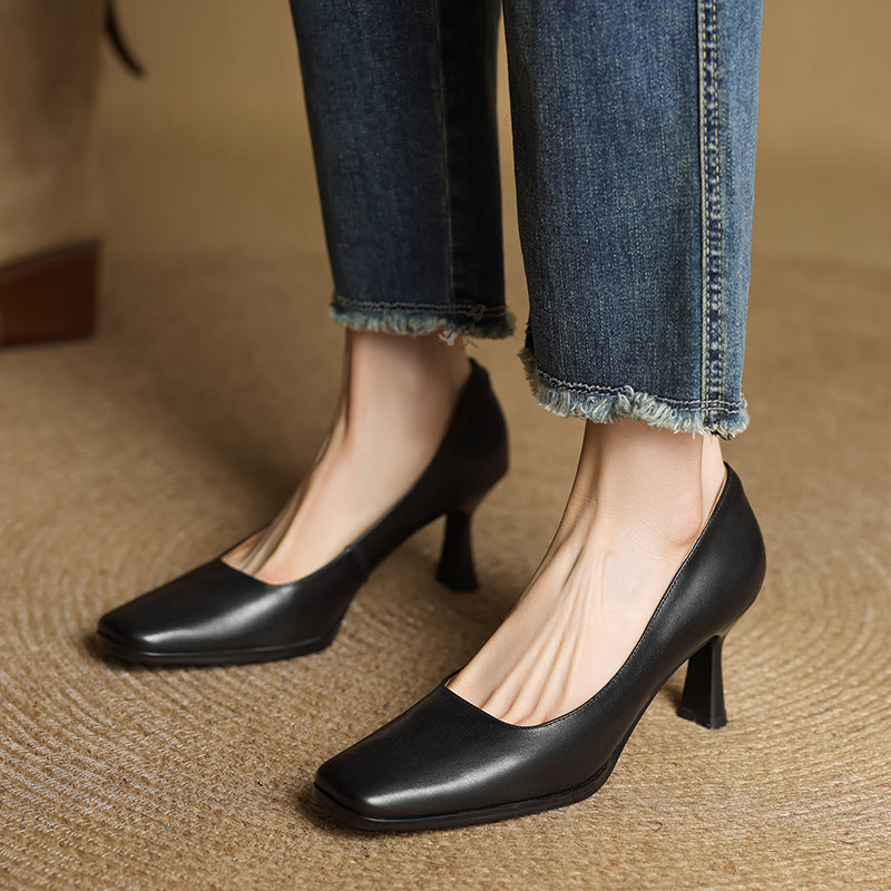 Sacha Havre | Escarpins Carrés en Cuir Amélie