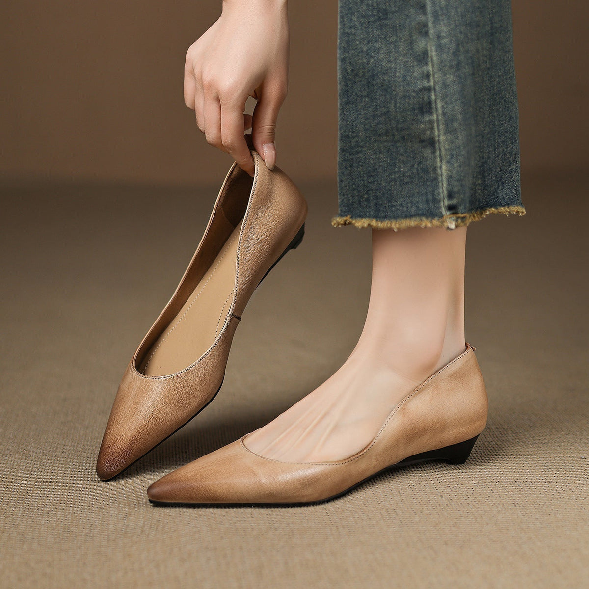 Sacha Havre | Ballerines Pointues en Cuir Marie