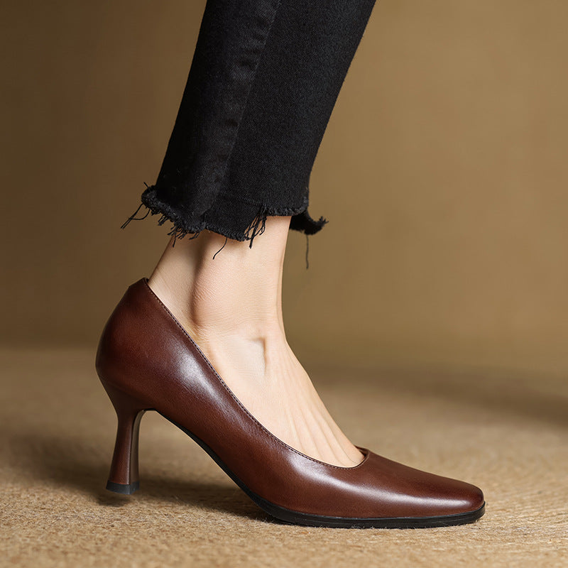 Sacha Havre | Escarpins Carrés en Cuir Amélie