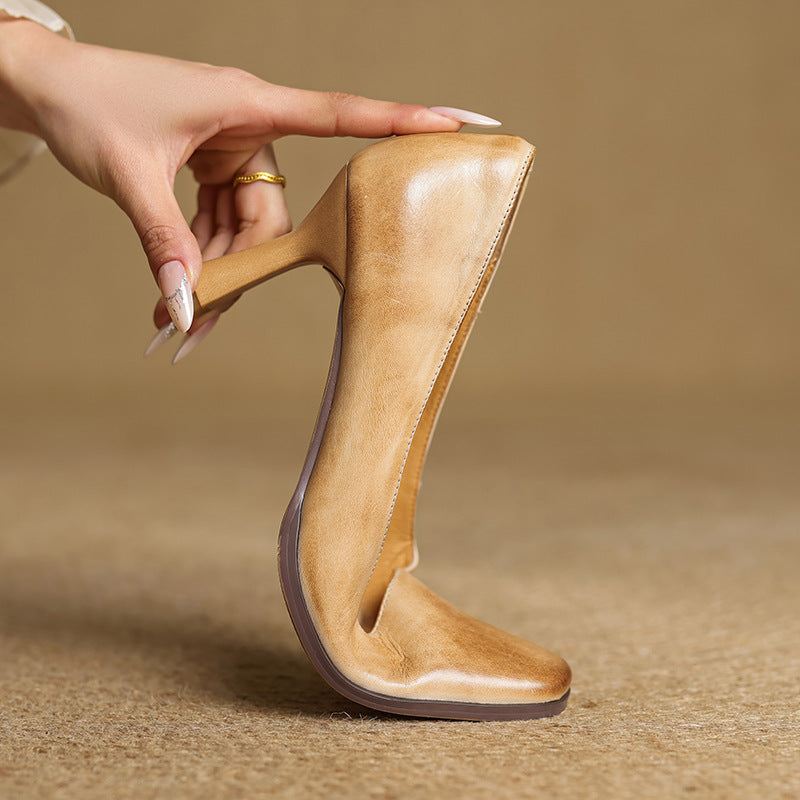 Sacha Havre | Escarpins Carrés en Cuir Amélie