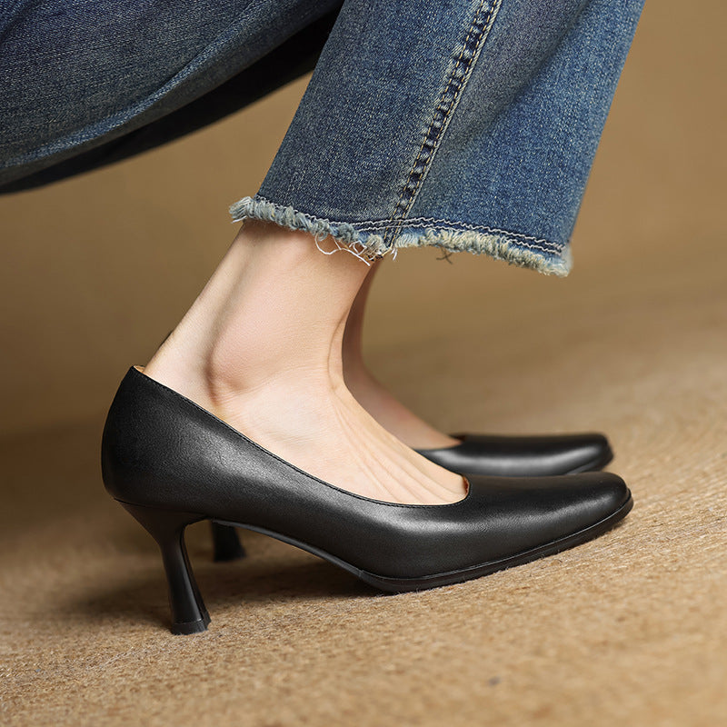 Sacha Havre | Escarpins Carrés en Cuir Amélie