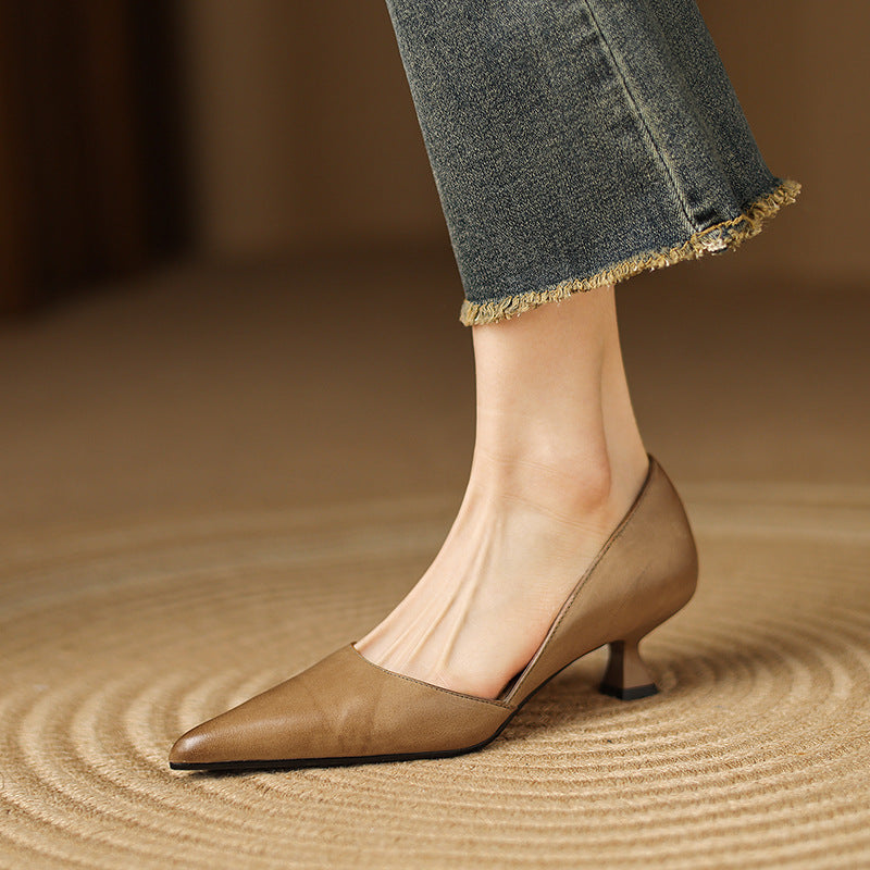 Sacha Havre | Escarpins Petit Talon en Cuir Nathalie