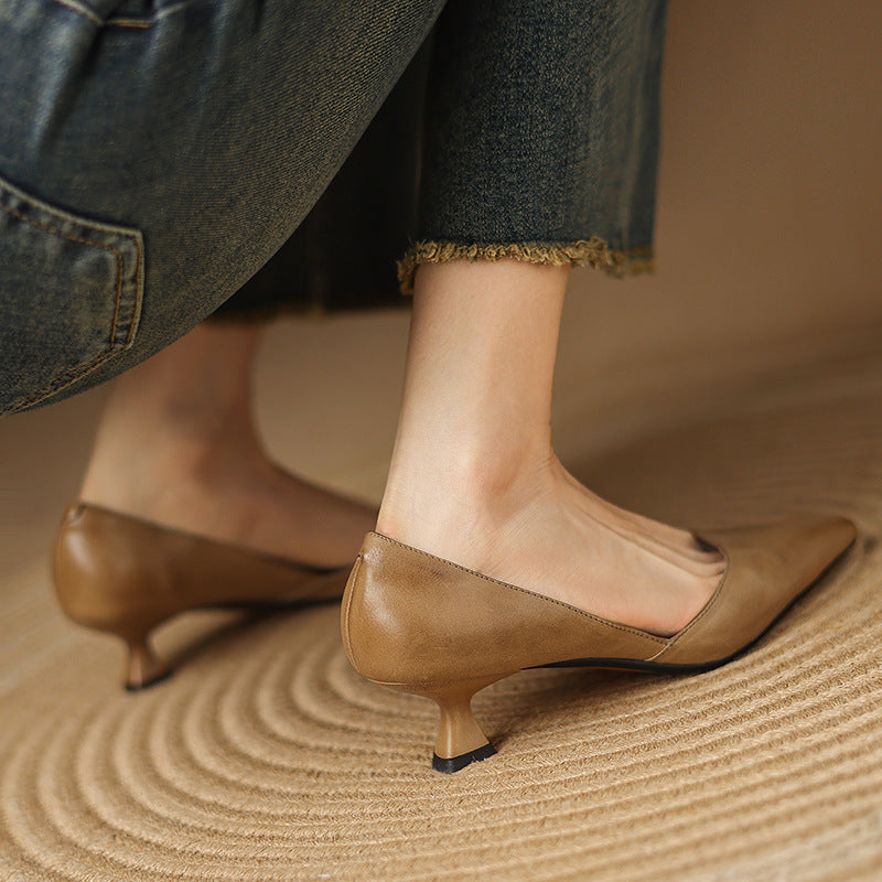 Sacha Havre | Escarpins Petit Talon en Cuir Nathalie