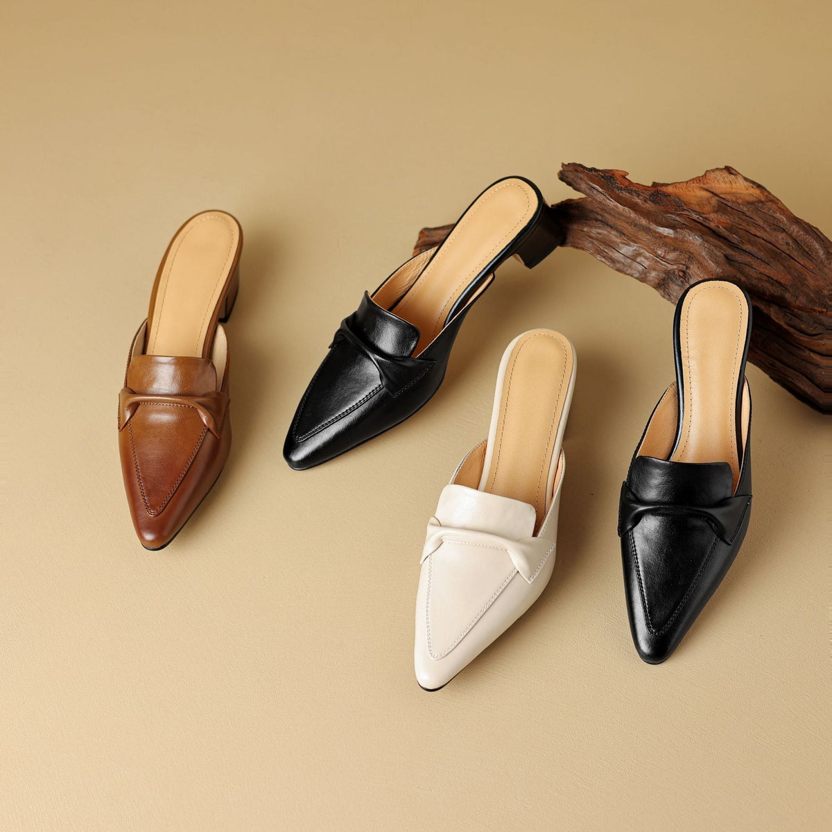 Sacha Havre | Mules Pointues en Cuir Béatrice