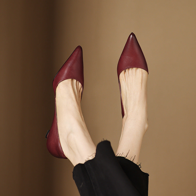 Sacha Havre | Escarpins Petit Talon en Cuir Nathalie