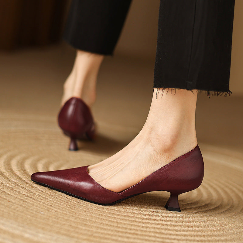 Sacha Havre | Escarpins Petit Talon en Cuir Nathalie