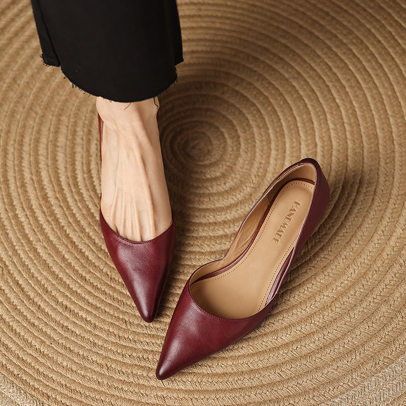 Sacha Havre | Escarpins Petit Talon en Cuir Nathalie