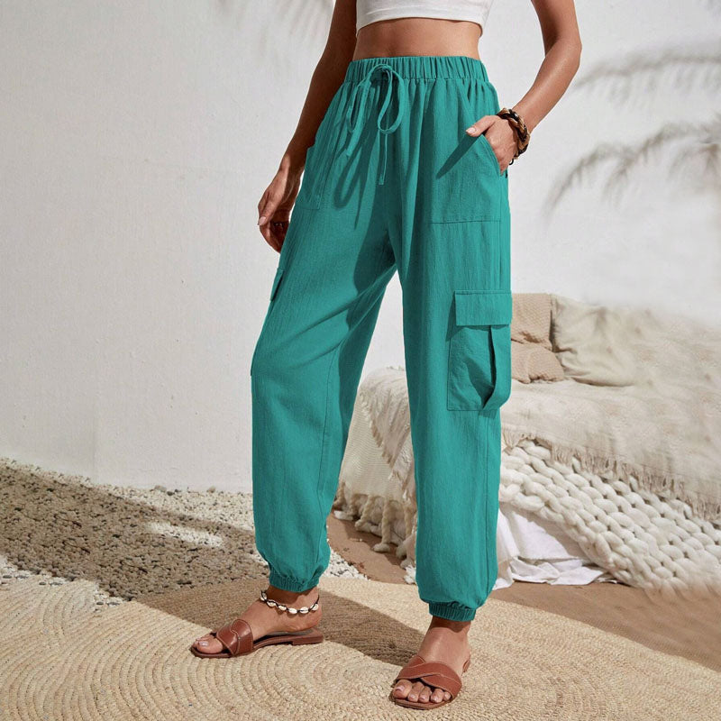 Pantalon Décontracté De Couleur Unie