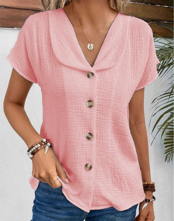 Blouse Boutonnée Grand Col pour Femme Liliane