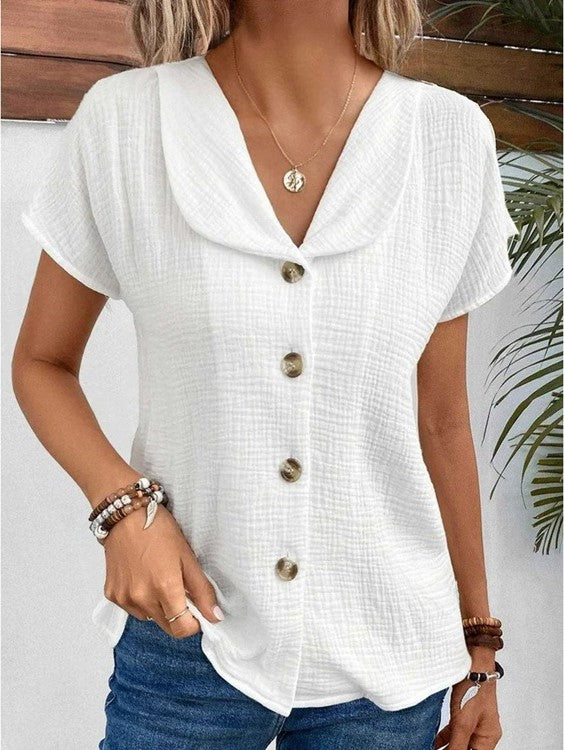 Blouse Boutonnée Grand Col pour Femme Liliane