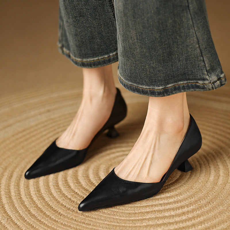 Sacha Havre | Escarpins Petit Talon en Cuir Nathalie