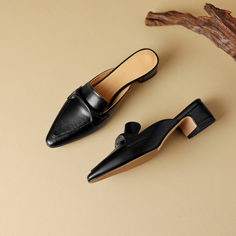 Sacha Havre | Mules Pointues en Cuir Béatrice