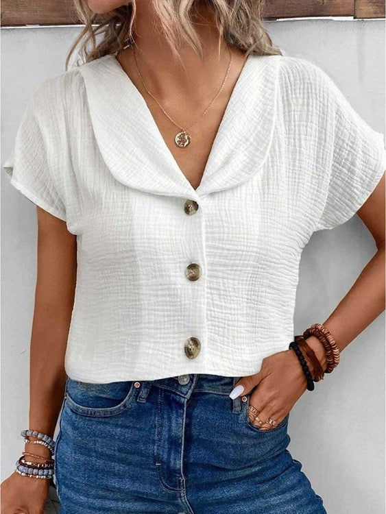 Blouse Boutonnée Grand Col pour Femme Liliane