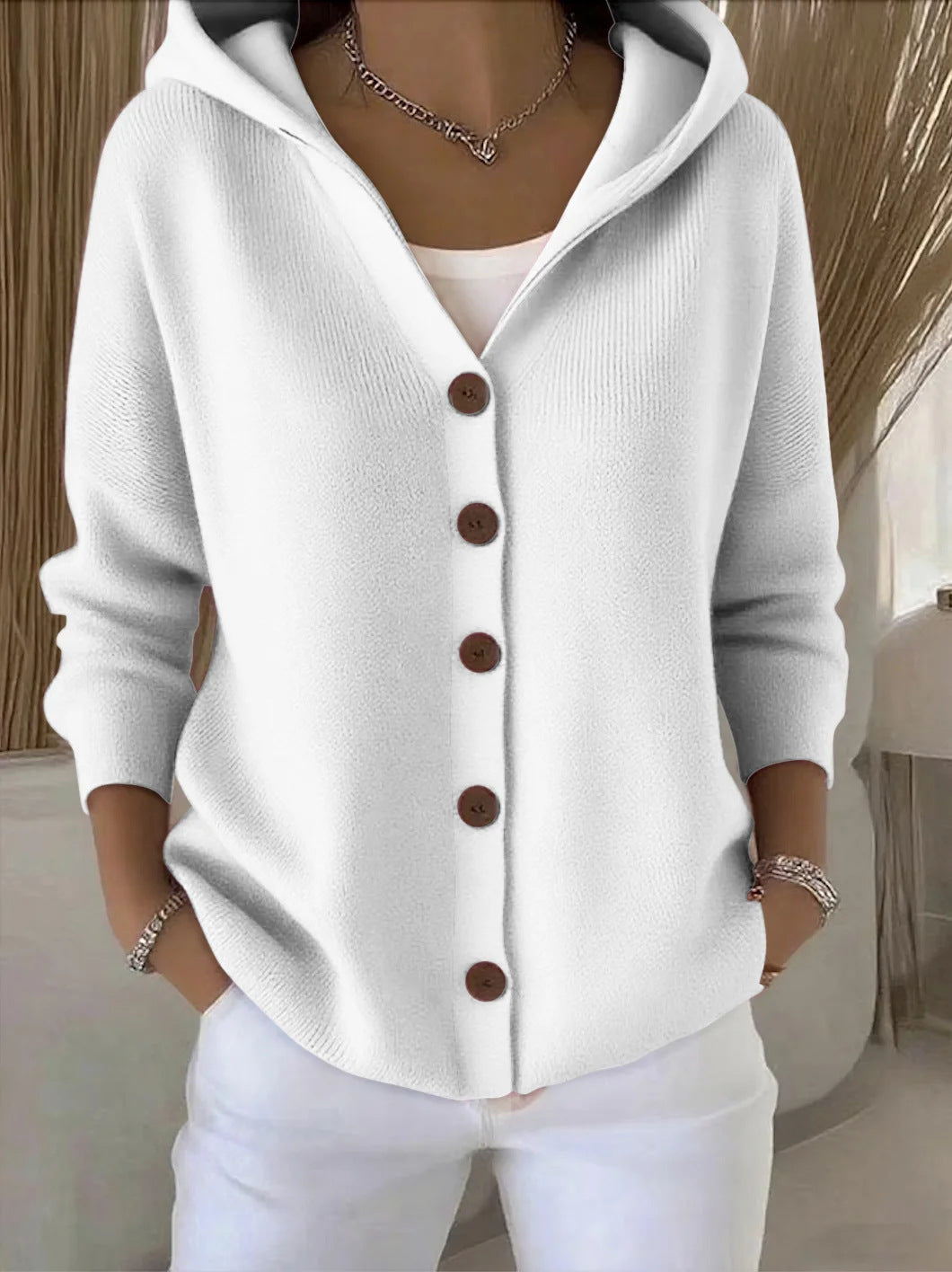 Cardigan à Capuche Boutonné pour Femme Marie