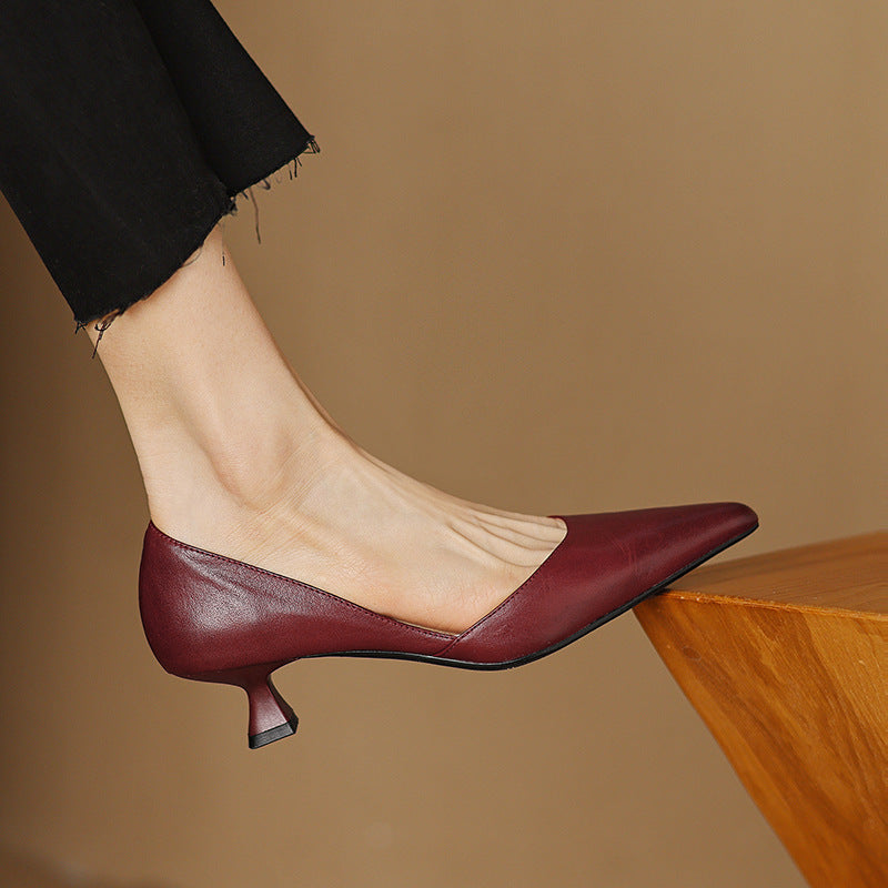 Sacha Havre | Escarpins Petit Talon en Cuir Nathalie
