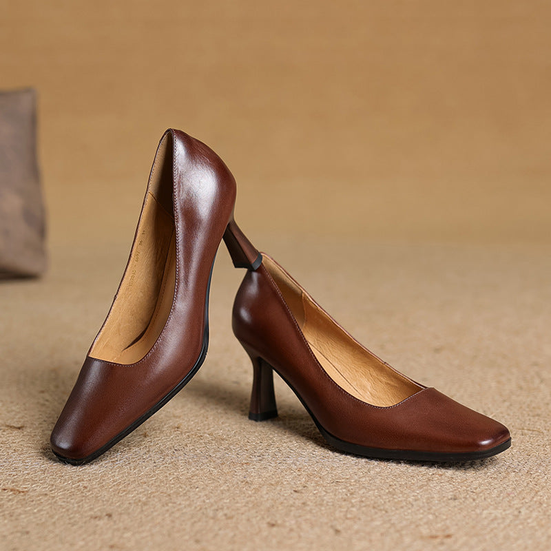 Sacha Havre | Escarpins Carrés en Cuir Amélie