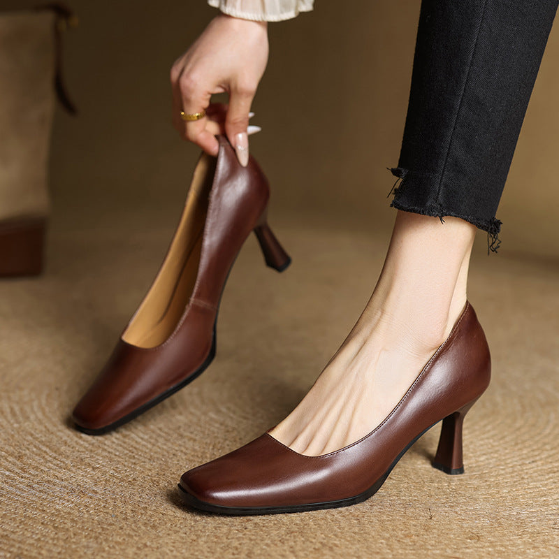 Sacha Havre | Escarpins Carrés en Cuir Amélie