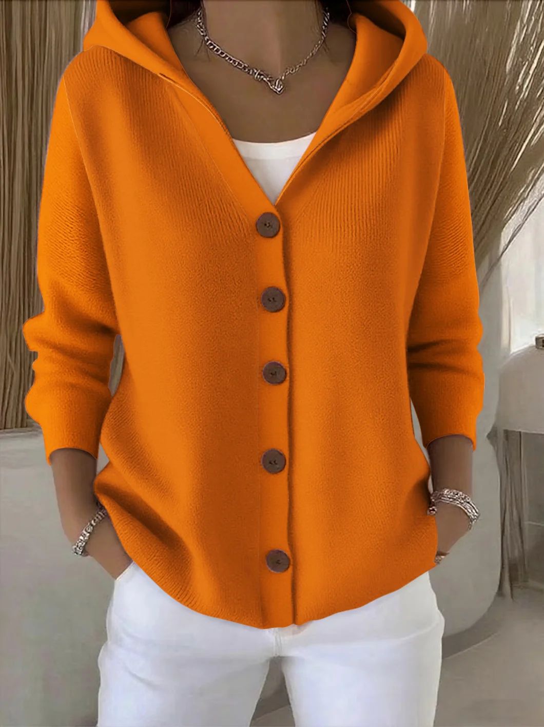 Cardigan à Capuche Boutonné pour Femme Marie