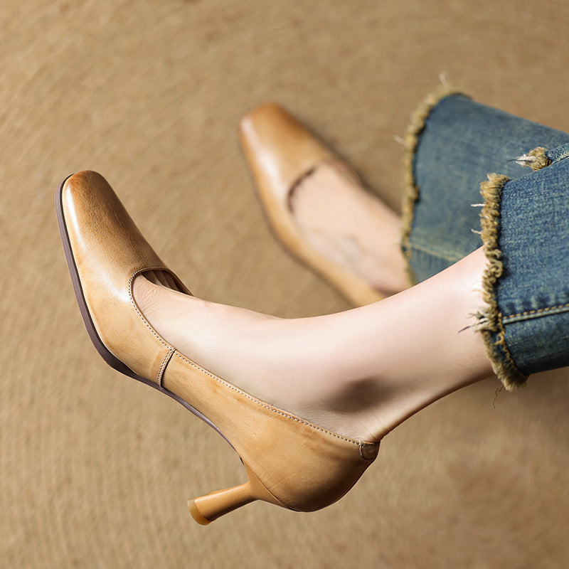 Sacha Havre | Escarpins Carrés en Cuir Amélie