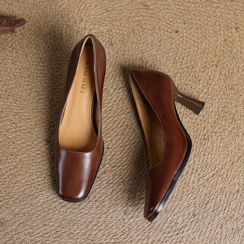 Sacha Havre | Escarpins Carrés en Cuir Amélie