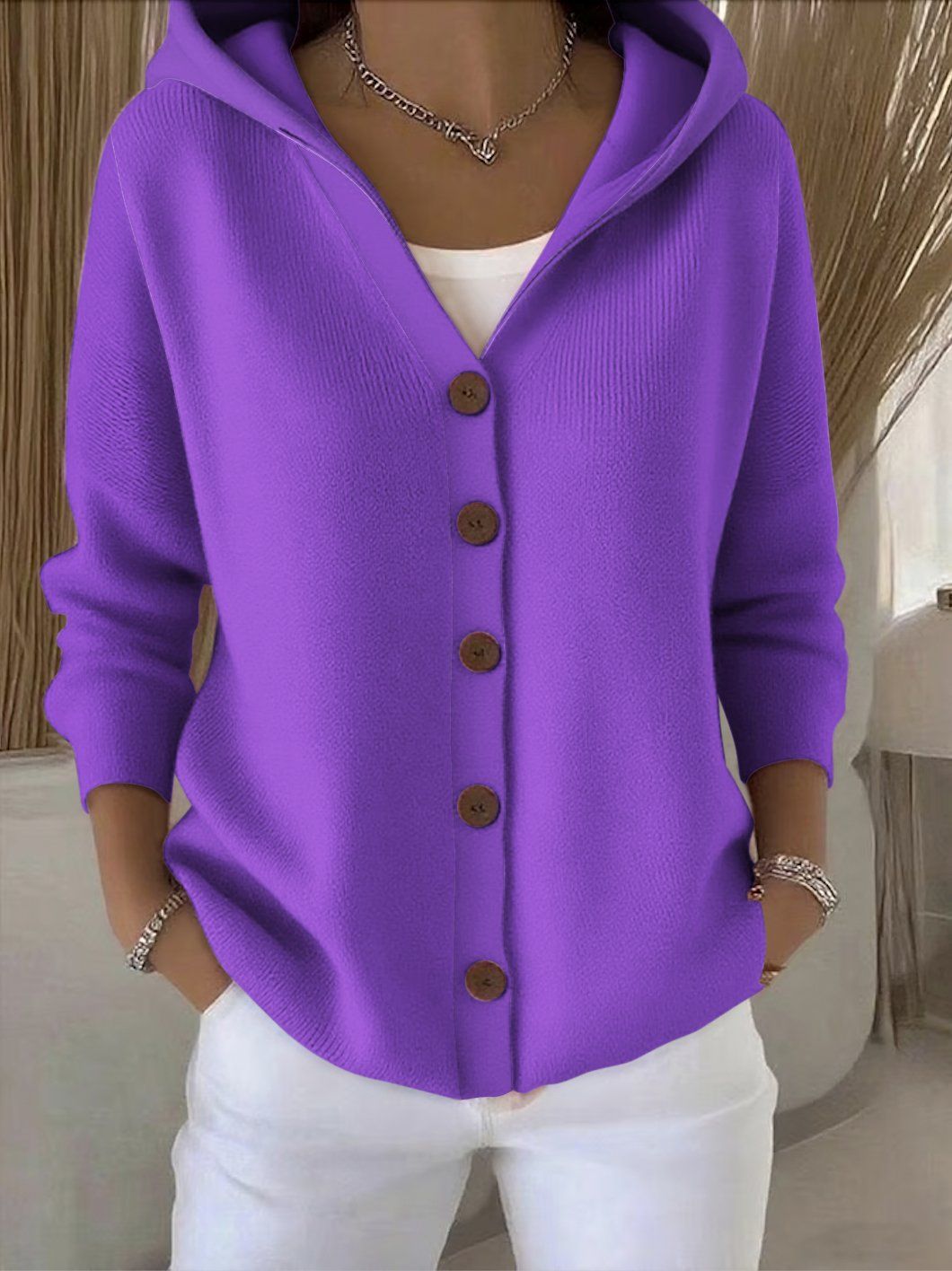 Cardigan à Capuche Boutonné pour Femme Marie