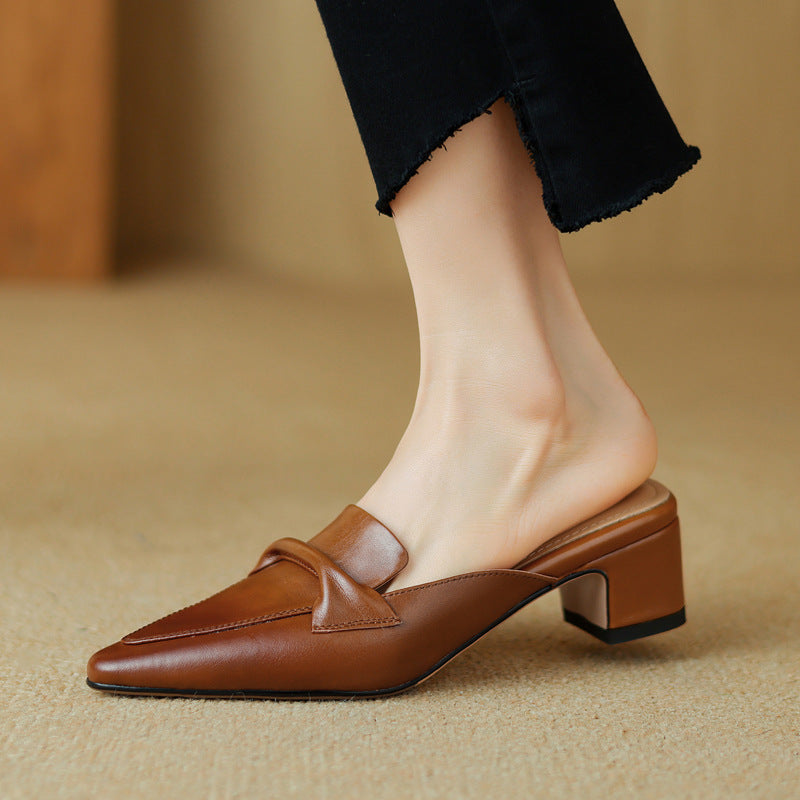 Sacha Havre | Mules Pointues en Cuir Béatrice