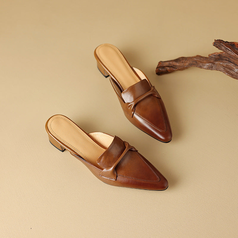 Sacha Havre | Mules Pointues en Cuir Béatrice