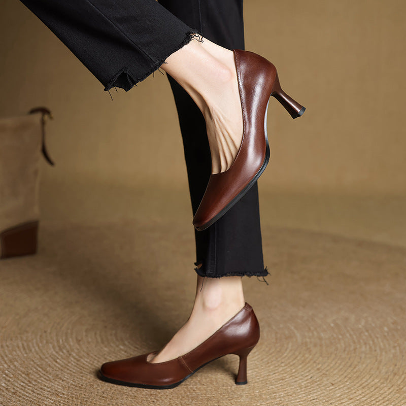 Sacha Havre | Escarpins Carrés en Cuir Amélie