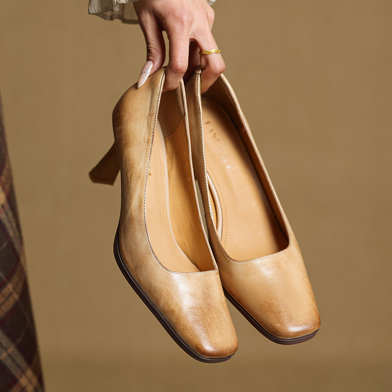 Sacha Havre | Escarpins Carrés en Cuir Amélie