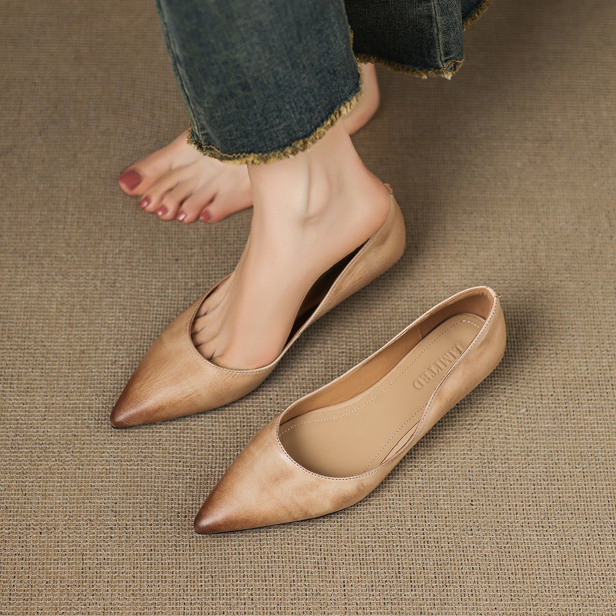 Sacha Havre | Ballerines Pointues en Cuir Marie