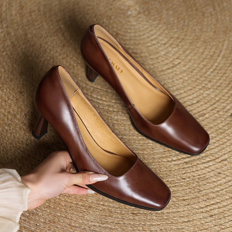 Sacha Havre | Escarpins Carrés en Cuir Amélie