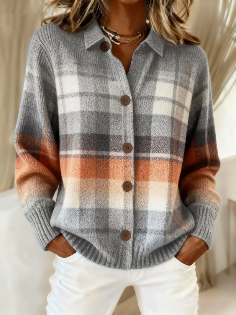 Cardigan Carreaux Dégradés pour Femme Mathilde