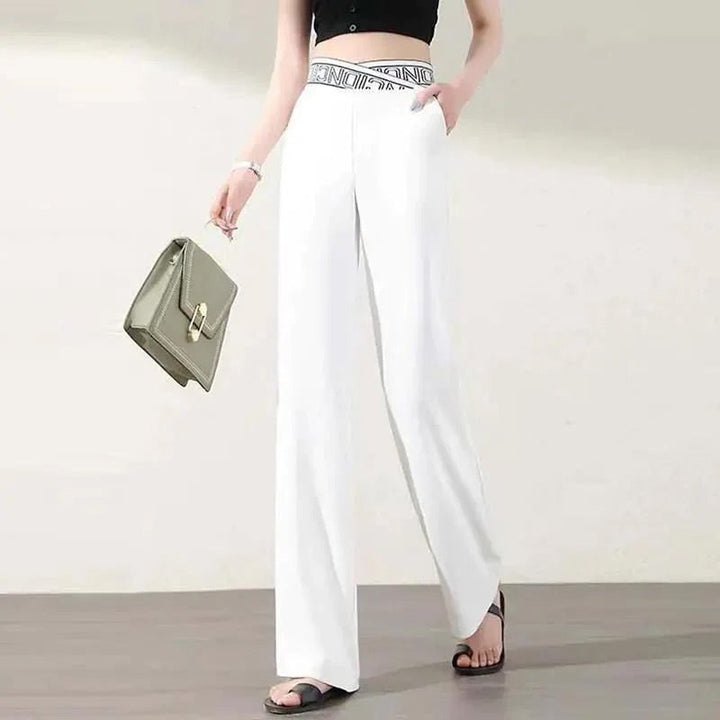 Pantalon Droit Extensible à Taille Haute et Jambes Larges pour Femmes【Achetez-En 2 Et Obtenez La Livraison Gratuite】