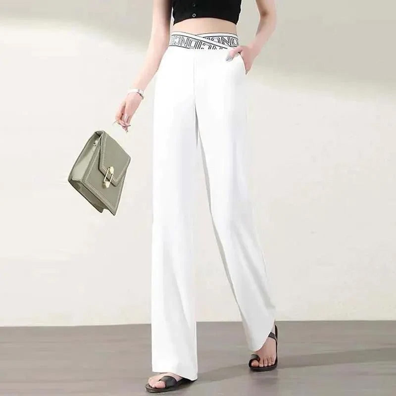 Pantalon Droit Extensible à Taille Haute et Jambes Larges pour Femmes【Achetez-En 2 Et Obtenez La Livraison Gratuite】