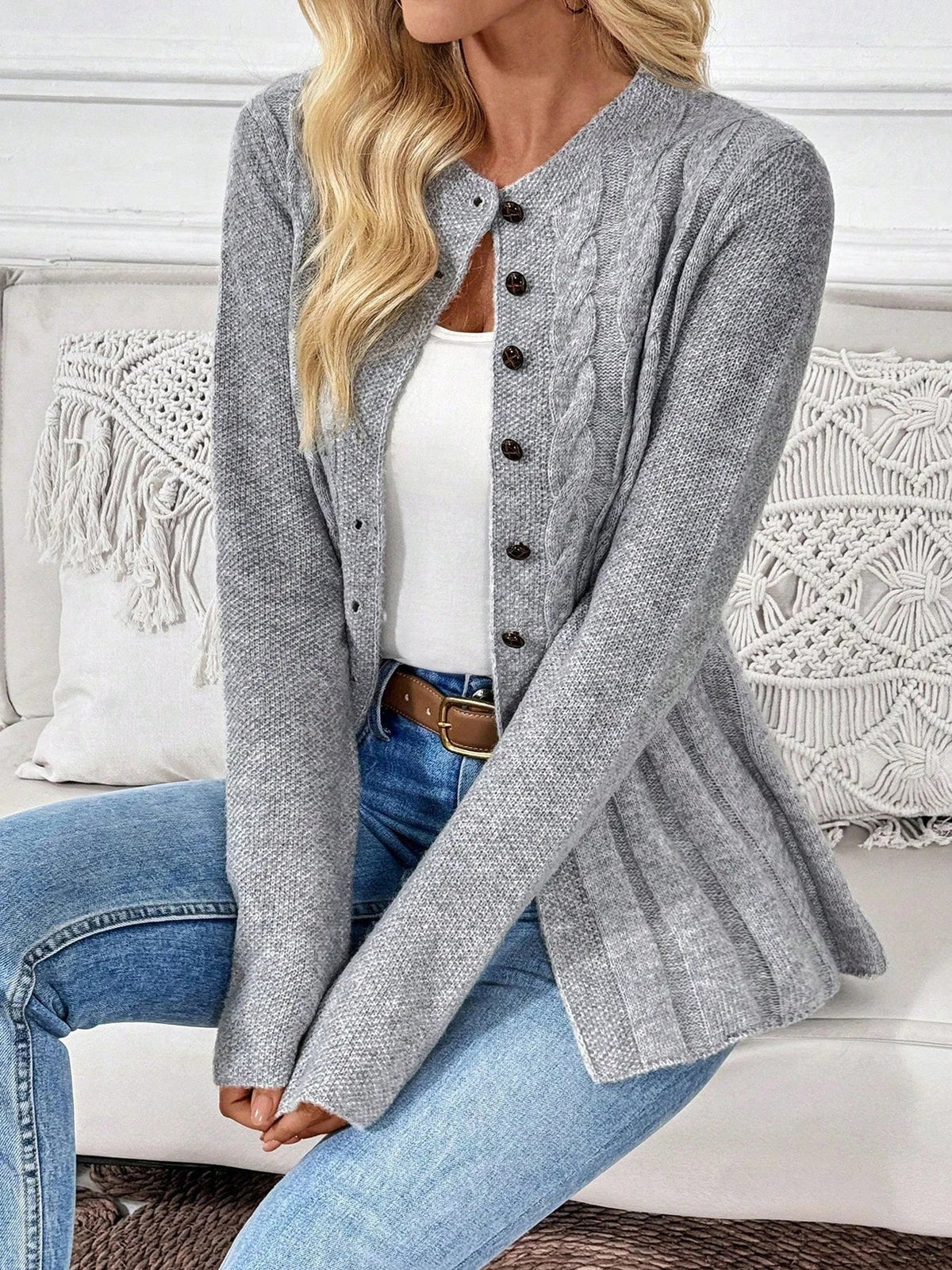 Cardigan Torsadé à Basque pour Femme Élise