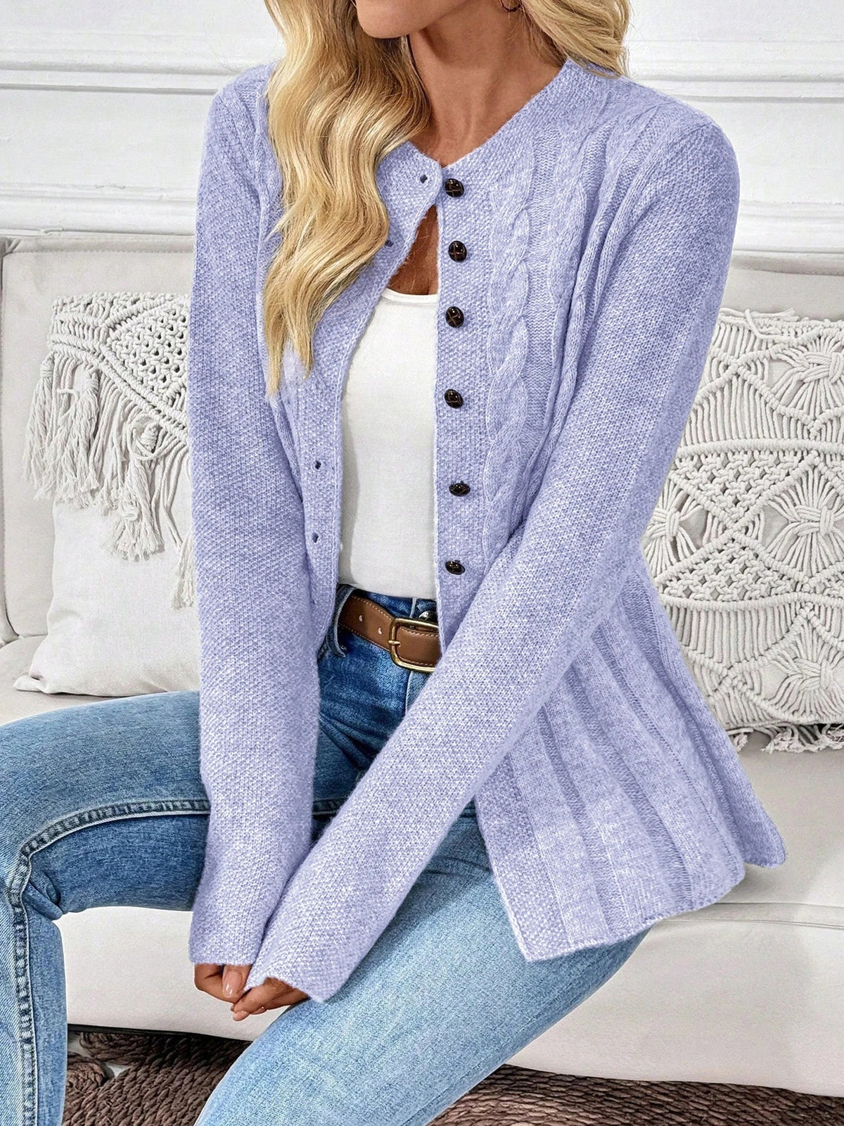 Cardigan Torsadé à Basque pour Femme Élise