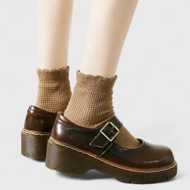 Sacha Havre | Babies Plateforme Cuir Aveline