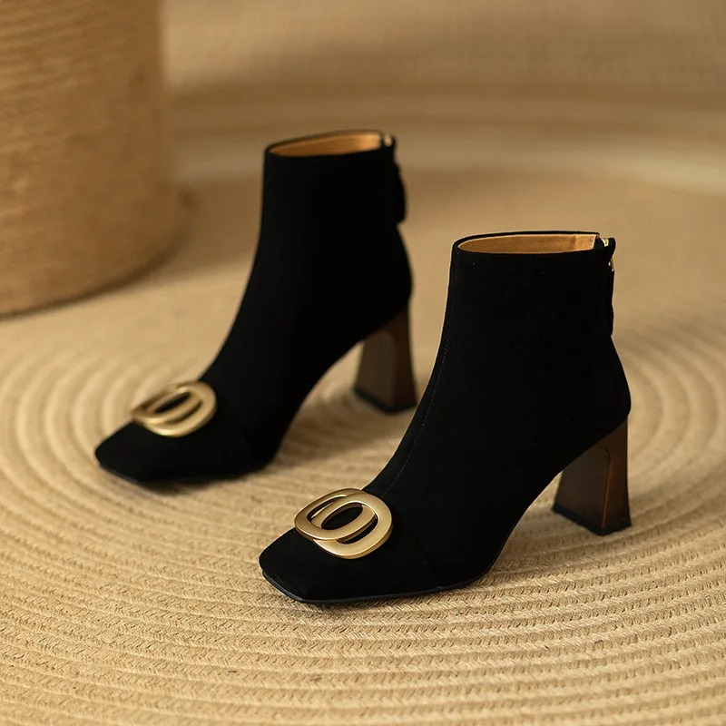 Sacha Havre | Bottines en Velours à Talon Sylvie