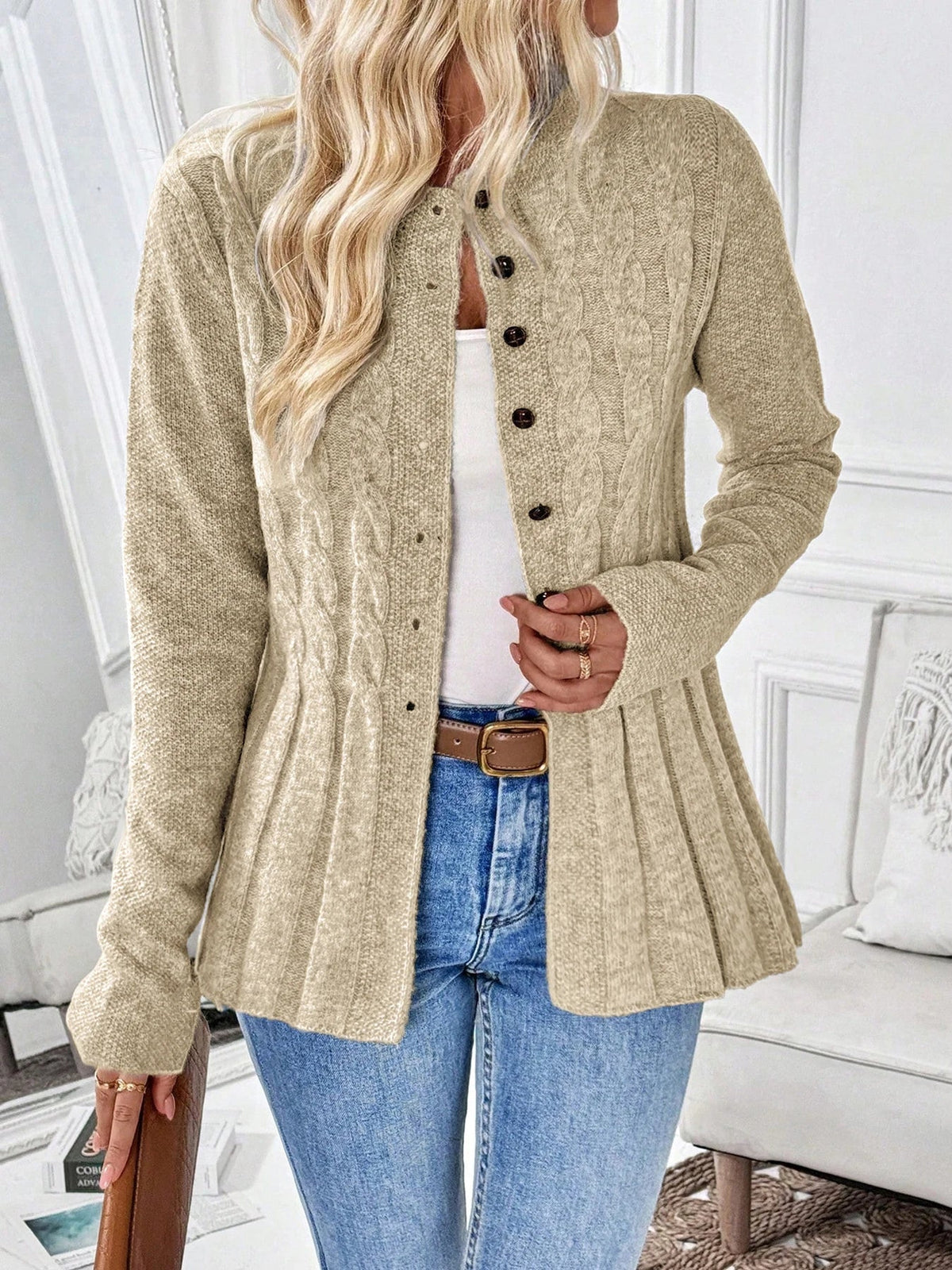Cardigan Torsadé à Basque pour Femme Élise