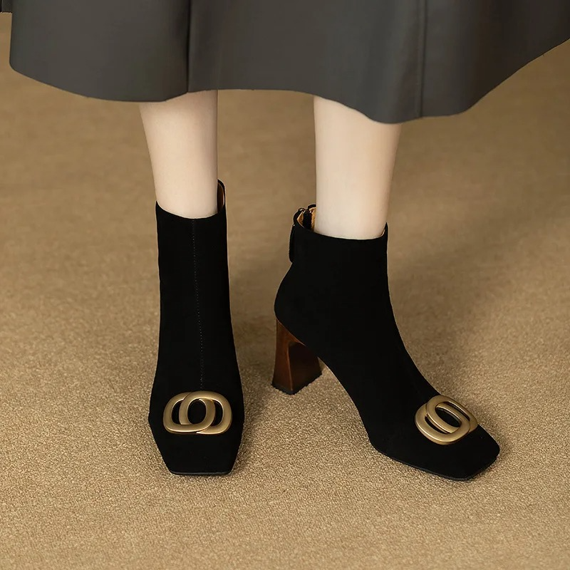 Sacha Havre | Bottines en Velours à Talon Sylvie