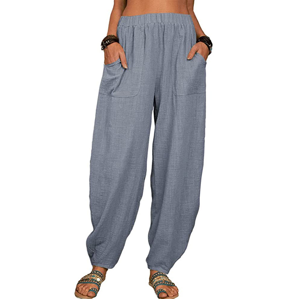 🔥Durée limitée - moitié prix 🔥Pantalon ample droit large femme en coton et lin