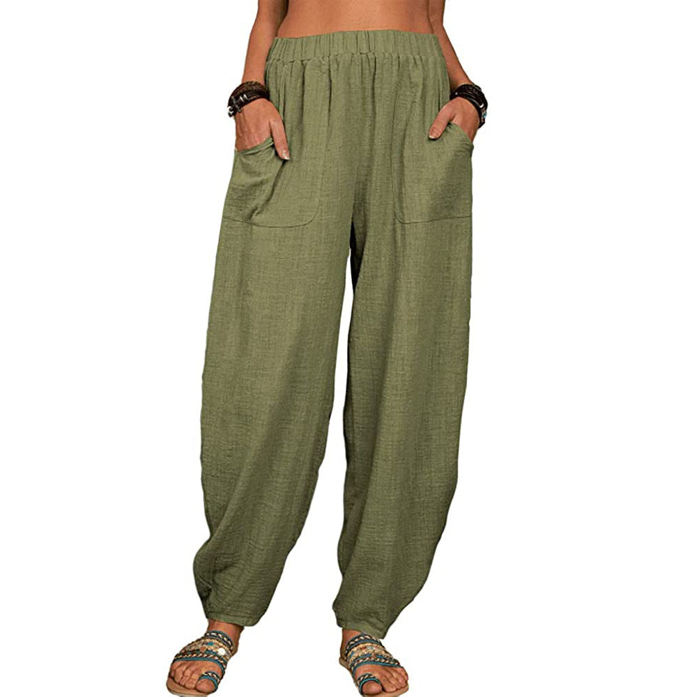 🔥Durée limitée - moitié prix 🔥Pantalon ample droit large femme en coton et lin