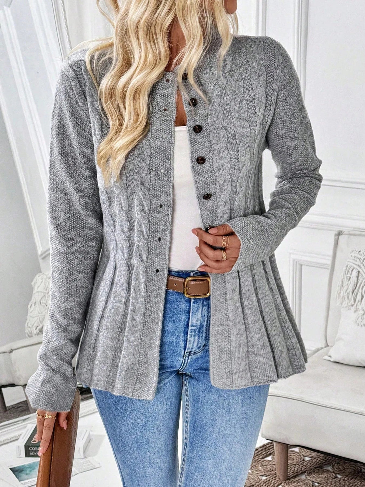 Cardigan Torsadé à Basque pour Femme Élise