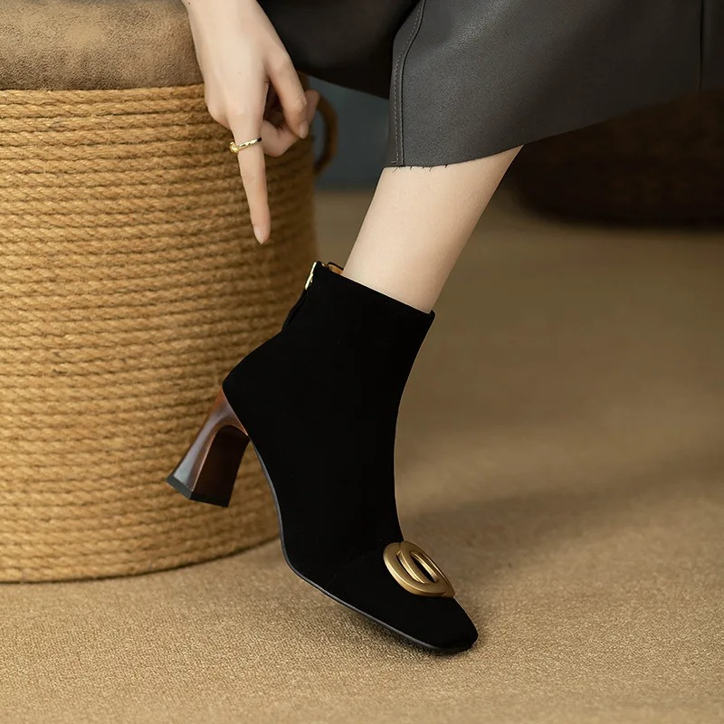 Sacha Havre | Bottines en Velours à Talon Sylvie
