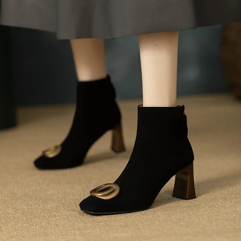 Sacha Havre | Bottines en Velours à Talon Sylvie