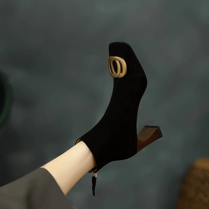 Sacha Havre | Bottines en Velours à Talon Sylvie