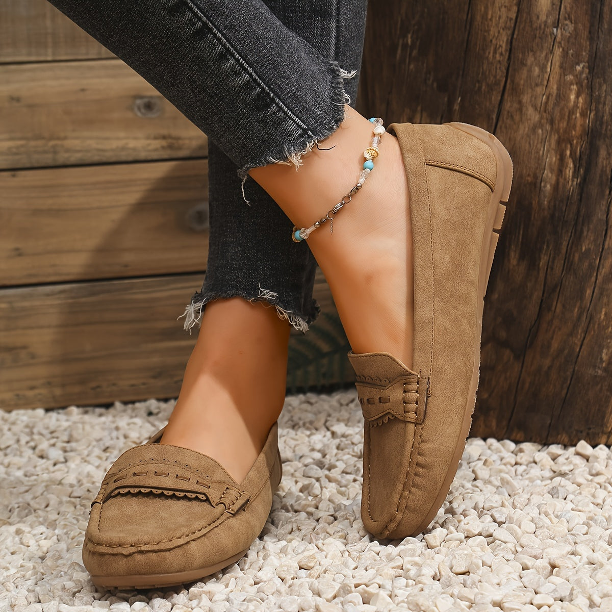 Mocassins Effet Daim Festonnés Marie