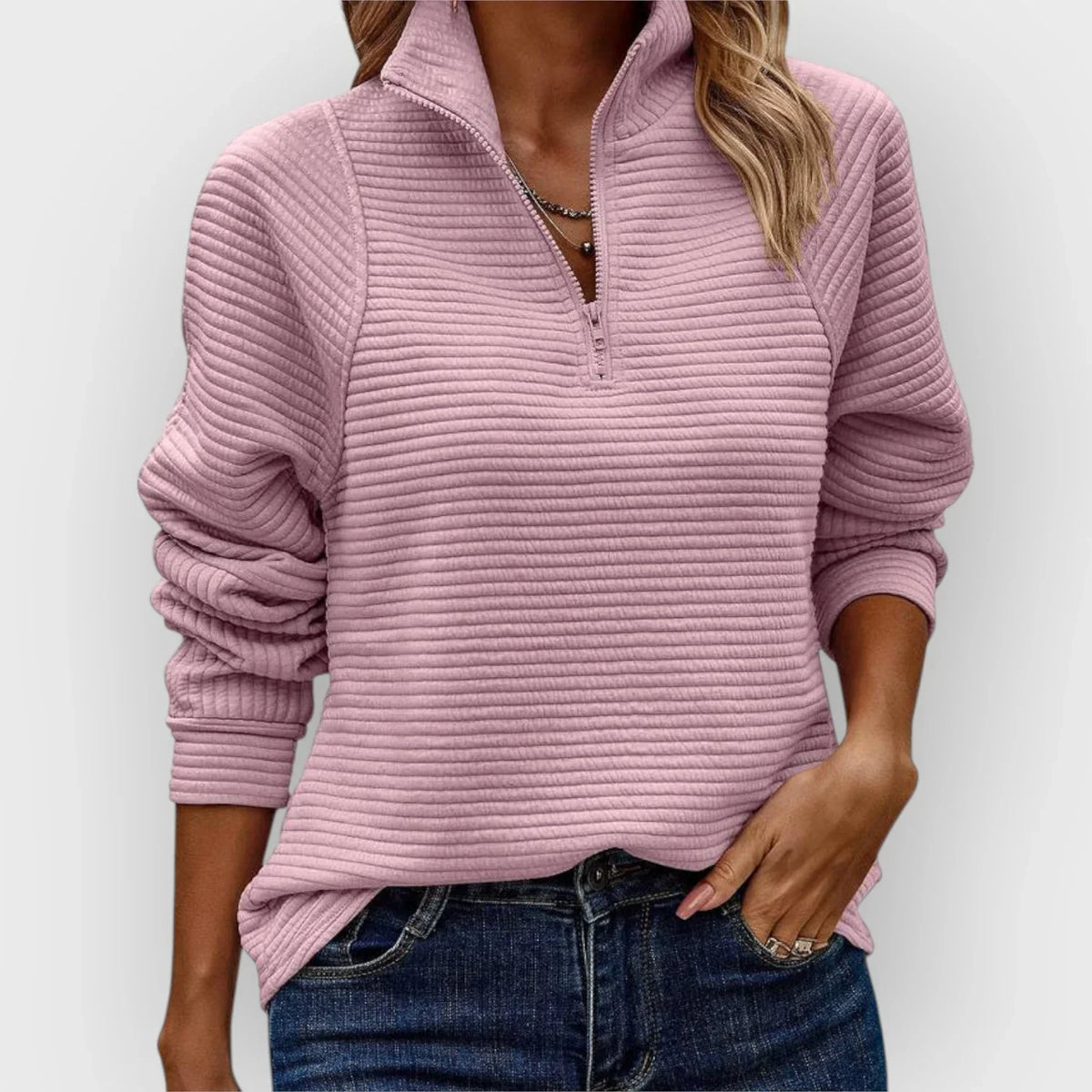 Pull Col Zippé Côtelé pour Femme Gisèle